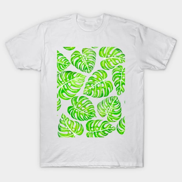 Monstera leaves watercolor T-Shirt by katerinamk